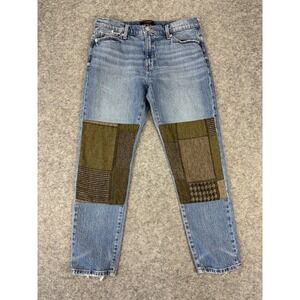 Banana Republic The Beau Jeans Women's 28/6 Blue Patchwork Wool Straight Leg